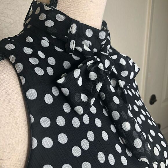 NEW Calvin Klein Black with White Polka Dots Trapeze Dress NWT - Picture 3 of 12